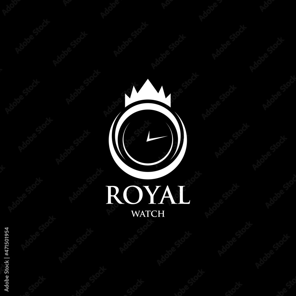 Watch logo and crown design vector royal watch brand Stock Vector