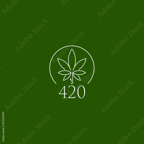 cannabis leaf line logo design simple and elegant