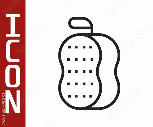 Black line Washcloth icon isolated on white background. Bath house sauna washcloth sign. Item for pleasure and relaxing. Vector