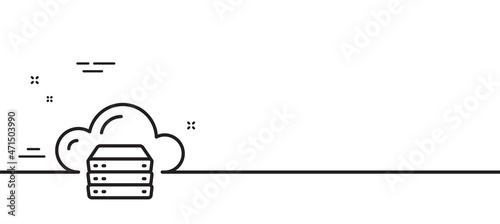 Cloud computing server line icon. Internet data storage sign. File hosting technology symbol. Minimal line illustration background. Cloud server line icon pattern banner. Vector