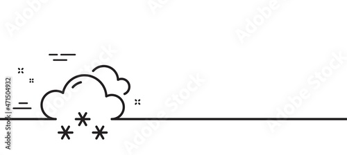 Snow weather forecast line icon. Clouds with snowflake sign. Cloudy sky symbol. Minimal line illustration background. Snow weather line icon pattern banner. White web template concept. Vector