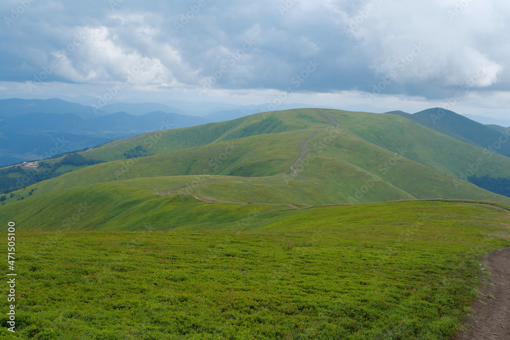 Beautiful Carpathian Mountains in Ukraine, Polonina Borzhava mountain ridge