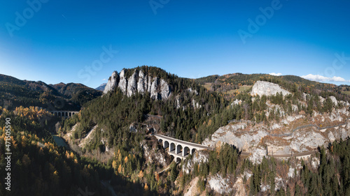 Krauselklause Viadukt der Semmeringbahn in Niederösterreich. Weltberühmtes Bauwerk von Carl von Ghega am Semmering. photo