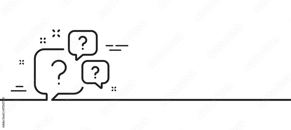 Question bubbles line icon. Ask help sign. Faq questionnaire symbol. Minimal line illustration background. Question bubbles line icon pattern banner. White web template concept. Vector - obrazy, fototapety, plakaty 