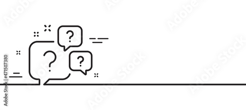 Question bubbles line icon. Ask help sign. Faq questionnaire symbol. Minimal line illustration background. Question bubbles line icon pattern banner. White web template concept. Vector photo
