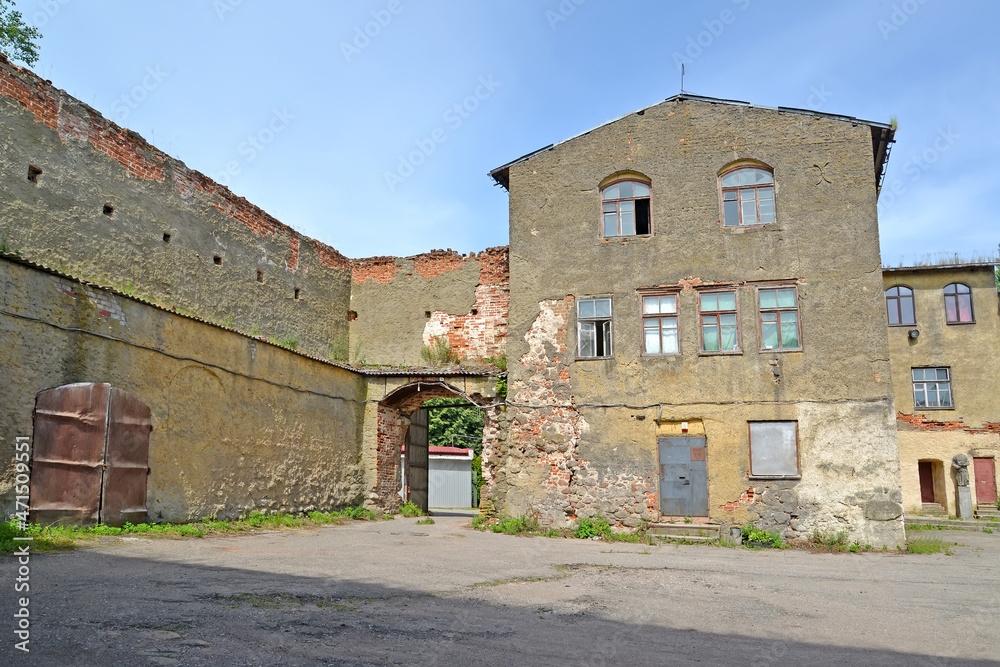 Fragment of the Order Castle of Labiau with the entrance gate, XIII century. Polessk, Kaliningrad region