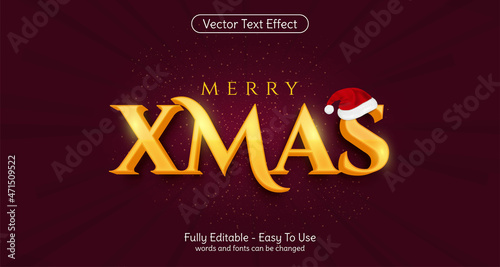 Creative 3d text Merry Xmas editable style effect template