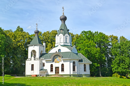 Church of the Icon of the Mother of God "Sovereign" on a summer day. Izobilnoye village, Kaliningrad region
