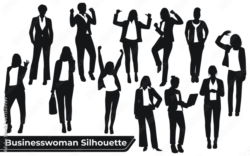 Fototapeta premium Collection of Business Woman Silhouettes in different poses