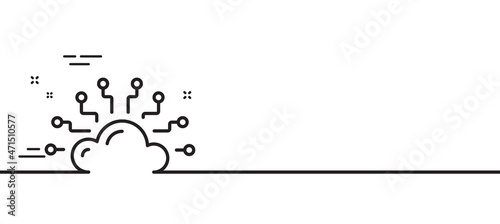 Cloud computing network line icon. Internet data storage sign. File hosting technology symbol. Minimal line illustration background. Cloud network line icon pattern banner. Vector