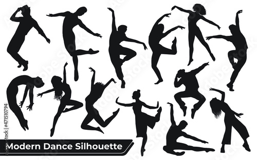 Collection of Woman Modern dance silhouettes in different poses