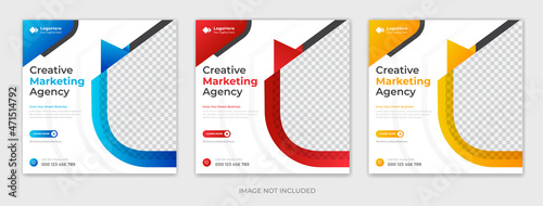 Corporate digital marketing agency social media post business template, square Instagram post premium vector