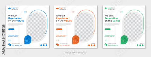 Corporate social media post template with creative shapes Instagram post, banner, flyer premium vector