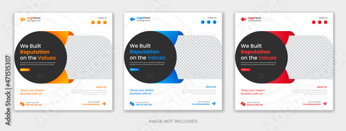 Creative Social media post template, with round shapes banner Instagram post, flyer premium vector