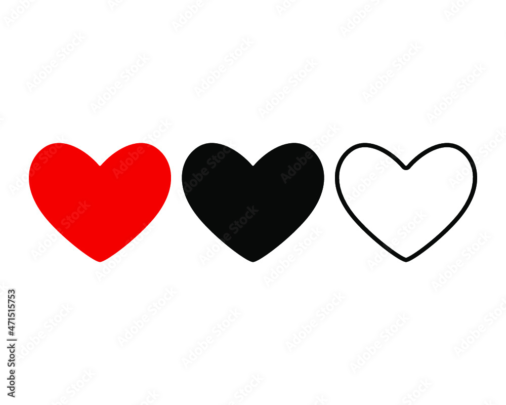 Heart vector shape love icon isolated on a white background