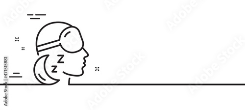 Insomnia line icon. Sleeping goggles sign. Night sleeplessness symbol. Minimal line illustration background. Insomnia line icon pattern banner. White web template concept. Vector