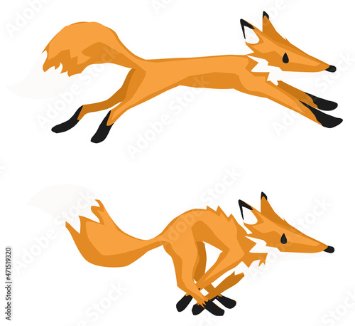 Fox Run Cartoon Design Element