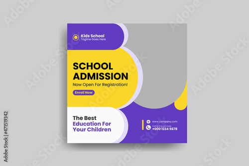 School education admission social media post & back to school web banner template