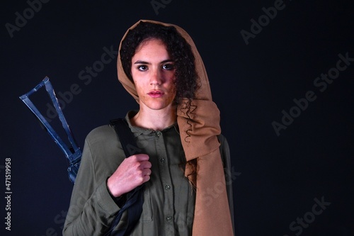 Portrait of a Kurdish guerilla girl. photo
