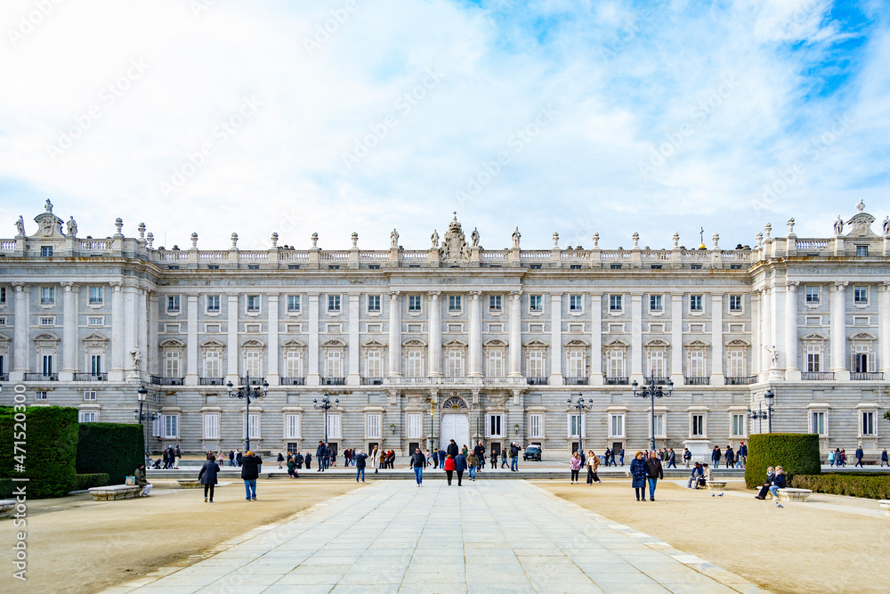 MADRID, SPAIN - NOVEMBER 26, 2021. View of the Royal Palace of Madrid in Spain. Europe. Photography.