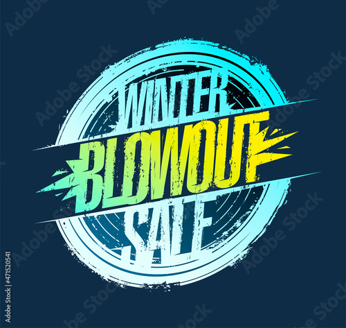 Winter blowout sale vector rubber stamp imprint