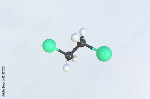 1,2-dichloroethane molecule. Isolated molecular model. 3D rendering photo