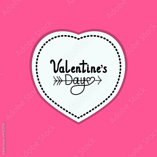 Wedding card in the form of heart with rose and pink ribbon. Vector illustration.