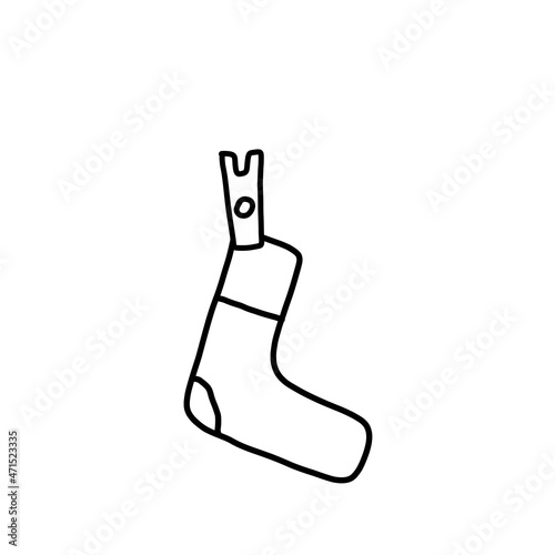 Socks outline icon. new year and cristmas box for presant. vector photo