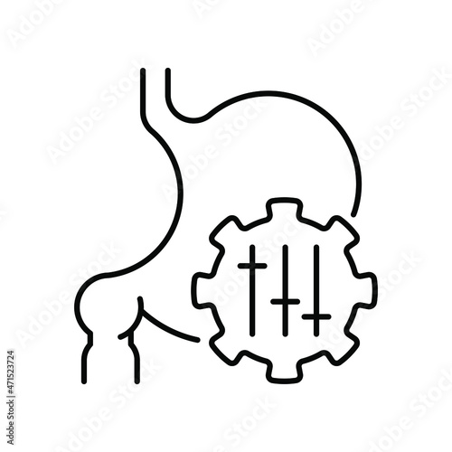 Symptoms of stomach problems (settings for the normal functioning of the stomach). Line icon concept