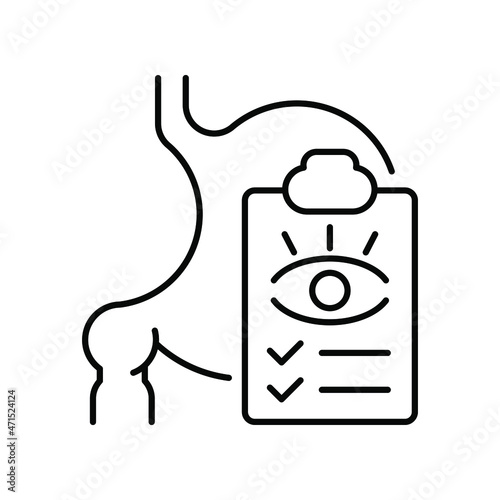 Symptoms of stomach problems (analysis). Line icon concept
