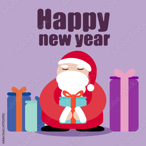 santa claus postcard with gifts