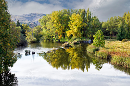 Duero river in Soria city, Soria, Castille and Leon community. Spain photo