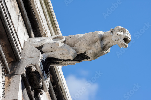 Photo Gargoyle perched atop the Sacre Coeur Basilica in Paris, France.