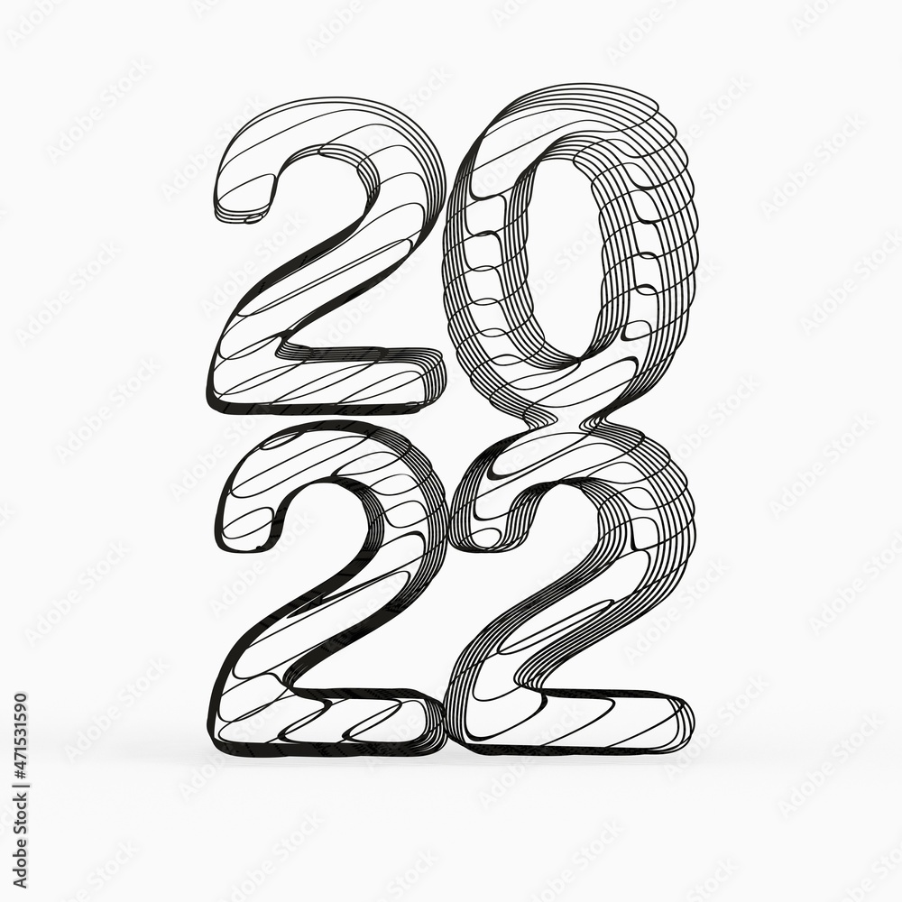 Obraz premium year 2022 in numbers 3d modern