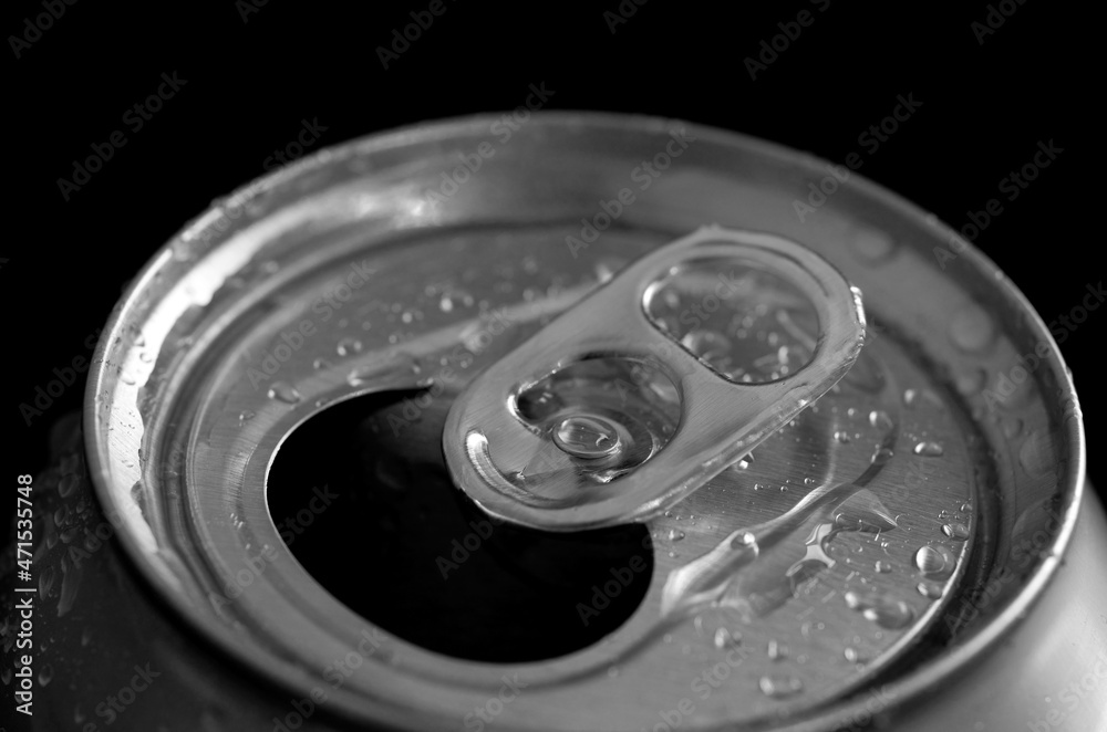 Top of a Beer or Soft Drink Aluminum Can with Water Droplets Top of a Beer or Soft Drink Aluminum Can with Water Droplets