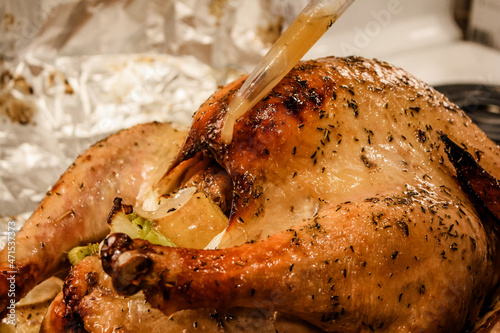 Thanksgiving Turkey dinner getting basted  