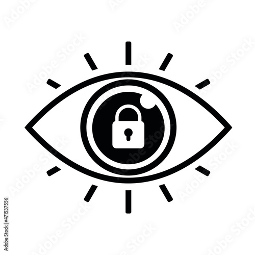 Eye icon with padlock sign. Security, protection, privacy concept. Illustration vector