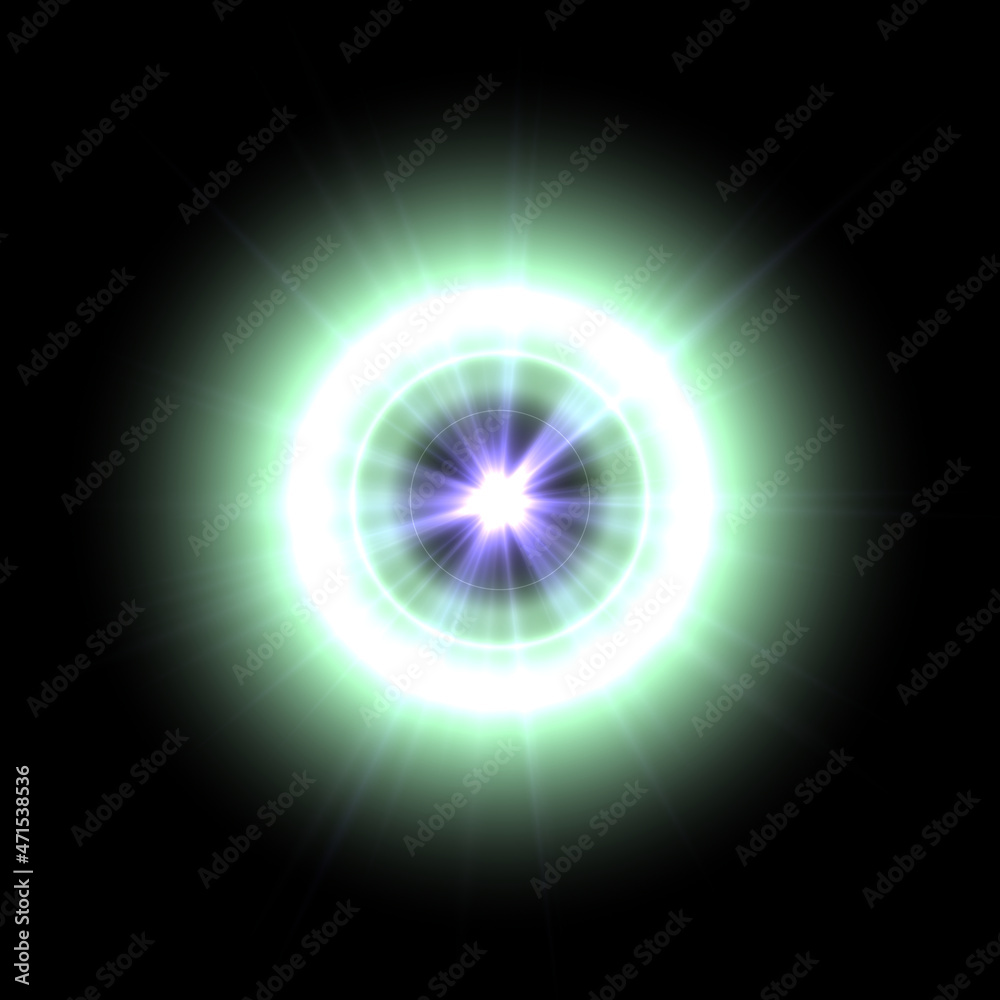 Realistic color camera lens flare light effects