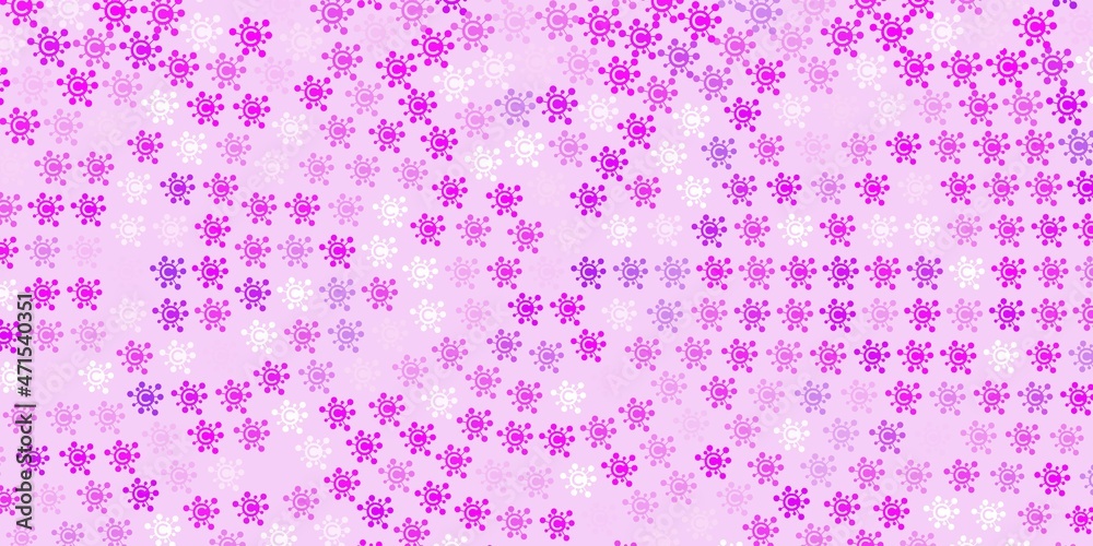 Light Purple vector background with covid-19 symbols. Light Purple vector background with covid-19 symbols.