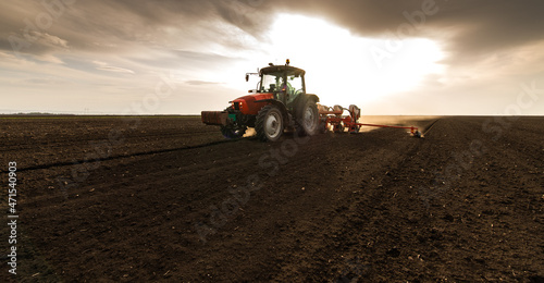  Sowing crops at agricultural fields in spring