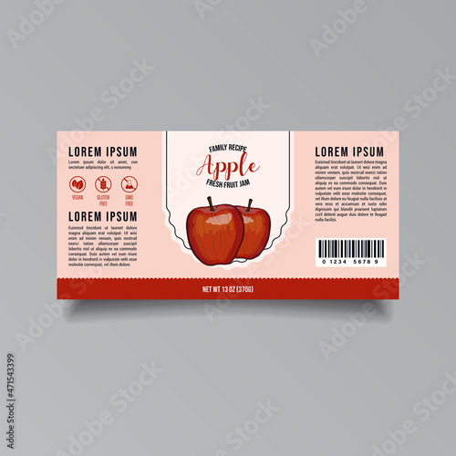 Apple jam label template Abstract modern vector packaging design layout Isolated