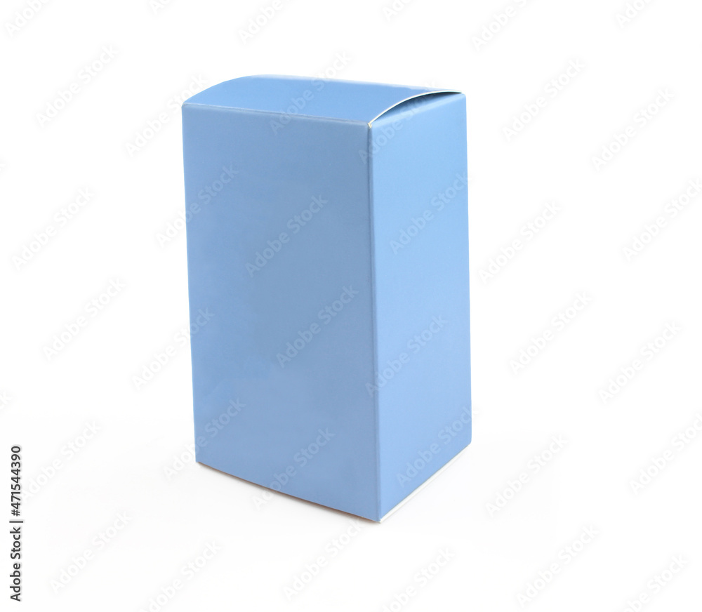 Simple blue paper box isolated on white background