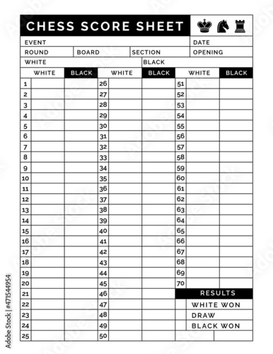 Chess score sheet.