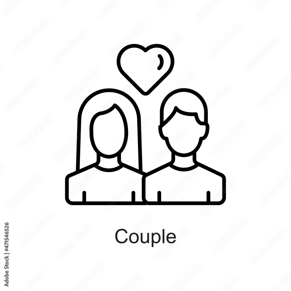 Couple vector outline Icon. Pixel Perfect. For Mobile and Web. stock illustration Couple vector outline Icon. Pixel Perfect. For Mobile and Web. stock illustration