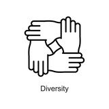 Diversity vector outline Icon. Pixel Perfect. For Mobile and Web. stock illustration