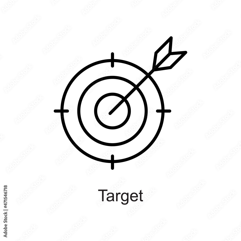Target vector outline Icon. Pixel Perfect. For Mobile and Web. stock illustration