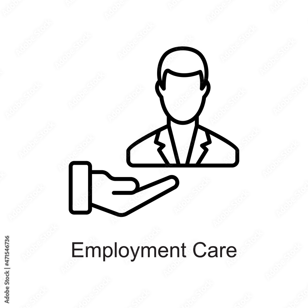 Employment Care vector outline Icon. Pixel Perfect. For Mobile and Web. stock illustration
