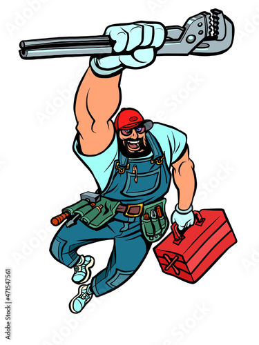 plumber with adjustable wrench, home appliance repair service, bath and kitchen