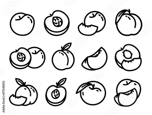 Peach outline icons set