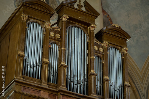 old organ pipes in a catholic church, northern croatia